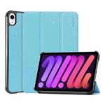 For iPad mini 6 ENKAY Custer Texture Horizontal Flip PU+PC Leather Tablet Case with Three-folding Holder & Sleep / Wake-up Function(Light Blue)