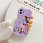 Cartoon Pattern Silicone Shockproof Case For iPhone 12 mini(Purple)