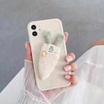 Cartoon Plush Carrot Bunny Shockproof Silicone TPU Case For iPhone 13 Pro(Beige)