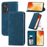 For vivo X70 Retro Skin Feel Business Magnetic Horizontal Flip Leather Case with Holder & Card Slots & Wallet & Photo Frame(Blue)
