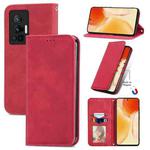 For vivo X70 Pro Retro Skin Feel Business Magnetic Horizontal Flip Leather Case with Holder & Card Slots & Wallet & Photo Frame(Red)