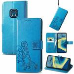 For Nokia  XR 20 Four-leaf Clasp Embossed Buckle Mobile Phone Protection Leather Case with Lanyard & Card Slot & Wallet & Bracket Function(Blue)