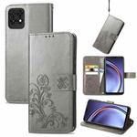 For Huawei Maimang 10 SE Four-leaf Clasp Embossed Buckle Mobile Phone Protection Leather Case with Lanyard & Card Slot & Wallet & Bracket Function(Grey)