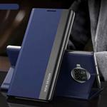 For Xiaomi Mi 10T Lite Side Electroplated Magnetic Ultra-Thin Horizontal Flip Leather Case with Holder(Blue)