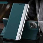 For Xiaomi Mi 11 Side Electroplated Magnetic Ultra-Thin Horizontal Flip Leather Case with Holder(Green)