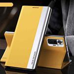 For Xiaomi Mi 10T / Mi 10T Pro Side Electroplated Magnetic Ultra-Thin Horizontal Flip Leather Case with Holder(Yellow)