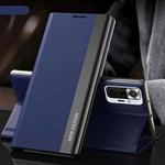 For Xiaomi Redmi 10 Side Electroplated Magnetic Ultra-Thin Horizontal Flip Leather Case with Holder(Blue)