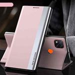 For Xiaomi Redmi 9C Side Electroplated Magnetic Ultra-Thin Horizontal Flip Leather Case with Holder(Pink)