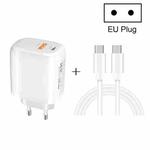 CS-20W Mini Portable PD3.0 + QC3.0 Dual Ports Fast Charger with 3A Type-C to Type-C  Data Cable(EU Plug)