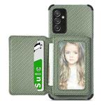 For Samsung Galaxy A82 5G Carbon Fiber Magnetic Card Bag TPU+PU Shockproof Back Cover Case with Holder & Card Slot & Photo Frame(Green)