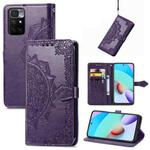 For Xiaomi Redmi 10 Mandala Embossing Pattern Horizontal Flip Leather Case with Holder & Card Slots & Wallet & Lanyard(Purple)