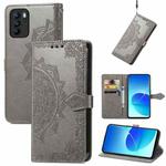 For OPPO Reno6 Z Mandala Embossing Pattern Horizontal Flip Leather Case with Holder & Card Slots & Wallet & Lanyard(Gray)
