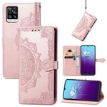 For vivo V20 2021 Mandala Embossing Pattern Horizontal Flip Leather Case with Holder & Card Slots & Wallet & Lanyard(Rose Gold)