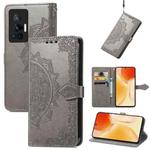 For vivo X70 Pro Mandala Embossing Pattern Horizontal Flip Leather Case with Holder & Card Slots & Wallet & Lanyard(Gray)