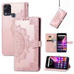 For Infinix HOT 10T Mandala Embossing Pattern Horizontal Flip Leather Case with Holder & Card Slots & Wallet & Lanyard(Rose Gold)