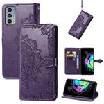 For Motorola Edge 20 Mandala Embossing Pattern Horizontal Flip Leather Case with Holder & Card Slots & Wallet & Lanyard(Purple)