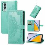 For OnePlus Nord 2 5G Mandala Embossing Pattern Horizontal Flip Leather Case with Holder & Card Slots & Wallet & Lanyard(Green)