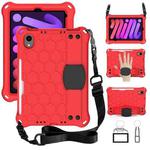 For iPad mini 6 Honeycomb Design EVA + PC Material Four Corner Anti Falling Flat Protective Shell With Strap(Red+Black)