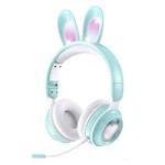 KE-01 Rabbit Ear Wireless Bluetooth 5.0 Stereo Music Foldable Headset with Mic For PC(Mint Green)