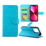 For iPhone 13 Crazy Horse Texture Leather Horizontal Flip Protective Case with Holder & Card Slots & Wallet & Photo Frame (Baby Blue)