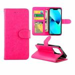 For iPhone 13 Pro Crazy Horse Texture Leather Horizontal Flip Protective Case with Holder & Card Slots & Wallet & Photo Frame   (Magenta)