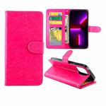 For iPhone 13 Pro Max Crazy Horse Texture Leather Horizontal Flip Protective Case with Holder & Card Slots & Wallet & Photo Frame  (Magenta)
