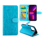 For iPhone 13 Pro Max Crazy Horse Texture Leather Horizontal Flip Protective Case with Holder & Card Slots & Wallet & Photo Frame  (Baby Blue)