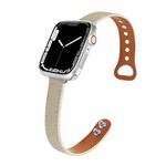 Leather  Strap Watch Band For Apple Watch Series 9&8&7 41mm / SE 3&SE 2&6&SE&5&4 40mm / 3&2&1 38mm(Beige)