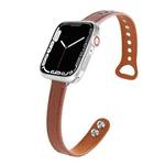 Leather  Strap Watch Band For Apple Watch Ultra 49mm&Watch Ultra 2 49mm / Series 9&8&7 45mm / SE 3&SE 2&6&SE&5&4 44mm / 3&2&1 42mm(Brown)