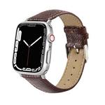 Leather  Strap Watch Band For Apple Watch Ultra 49mm / Series 8&7 45mm / SE 2&6&SE&5&4 44mm / 3&2&1 42mm(Dark Brown)