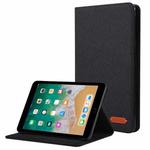 For iPad mini 6 Cloth Teature Horizontal Flip PU Leather Tablet Case with Holder & Card Slots(Black)