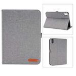 For iPad mini 6 Cloth Teature Horizontal Flip PU Leather Tablet Case with Holder & Card Slots(Grey)