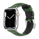 Leather  Strap Watch Band For Apple Watch Series 9&8&7 41mm / SE 3&SE 2&6&SE&5&4 40mm / 3&2&1 38mm(Green)
