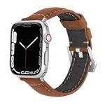 Leather  Strap Watch Band For Apple Watch Ultra 49mm&Watch Ultra 2 49mm / Series 9&8&7 45mm / SE 3&SE 2&6&SE&5&4 44mm / 3&2&1 42mm(Brown)