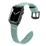 Leather  Strap Watch Band For Apple Watch Series 9&8&7 41mm / SE 3&SE 2&6&SE&5&4 40mm / 3&2&1 38mm(Light Green)