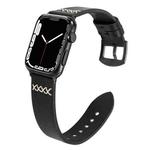 Leather  Strap Watch Band For Apple Watch Ultra 49mm / Series 8&7 45mm / SE 2&6&SE&5&4 44mm / 3&2&1 42mm(Black)