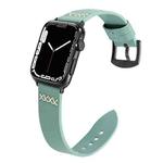 Leather  Strap Watch Band For Apple Watch Ultra 49mm&Watch Ultra 2 49mm / Series 9&8&7 45mm / SE 3&SE 2&6&SE&5&4 44mm / 3&2&1 42mm(Light Green)