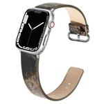 Marbled Leather Strap For Apple Watch Ultra 49mm / Series 8&7 45mm / SE 2&6&SE&5&4 44mm / 3&2&1 42mm(Brown)