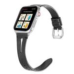 Leather Strap For Apple Watch Ultra 49mm / Series 8&7 45mm / SE 2&6&SE&5&4 44mm / 3&2&1 42mm(Black)