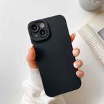 For iPhone 13 Straight Side Liquid Silicone Phone Case (Black)