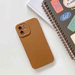 For iPhone 12 Pro Max Straight Side Liquid Silicone Phone Case(Brown)