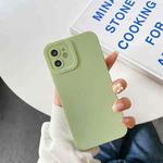 For iPhone 12 Straight Side Liquid Silicone Phone Case(Light Green)