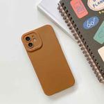 For iPhone 12 Straight Side Liquid Silicone Phone Case(Brown)