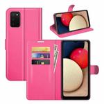 For Samsung Galaxy A03s 164mm Litchi Texture Horizontal Flip Protective Case with Holder & Card Slots & Wallet(Rose Red)