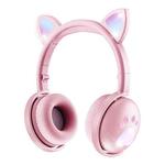 BK9 HiFi 7.1 Surround Sound Cat Claw Luminous Cat Ear Bluetooth Gaming Headset with Mic(Pink)