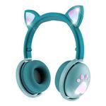 BK9 HiFi 7.1 Surround Sound Cat Claw Luminous Cat Ear Bluetooth Gaming Headset with Mic(Green)