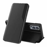 For OnePlus Nord 2 5G Side Display Magnetic Shockproof Horizontal Flip Leather Case with Holder(Black)