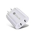 002 40W Dual Port PD USB-C / Type-C Fast Charger for iPhone / iPad Series, US Plug(White)
