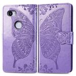 Butterfly Love Flowers Embossing Horizontal Flip Leather Case for Google Pixel 3A XL, with Holder & Card Slots & Wallet & Lanyard(Light purple)