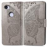 Butterfly Love Flowers Embossing Horizontal Flip Leather Case for Google Pixel 3A XL, with Holder & Card Slots & Wallet & Lanyard(Gray)